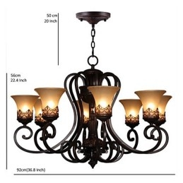 Lysekrone Pendel Light 8 Lights Vintage Country Island Metal+Glas