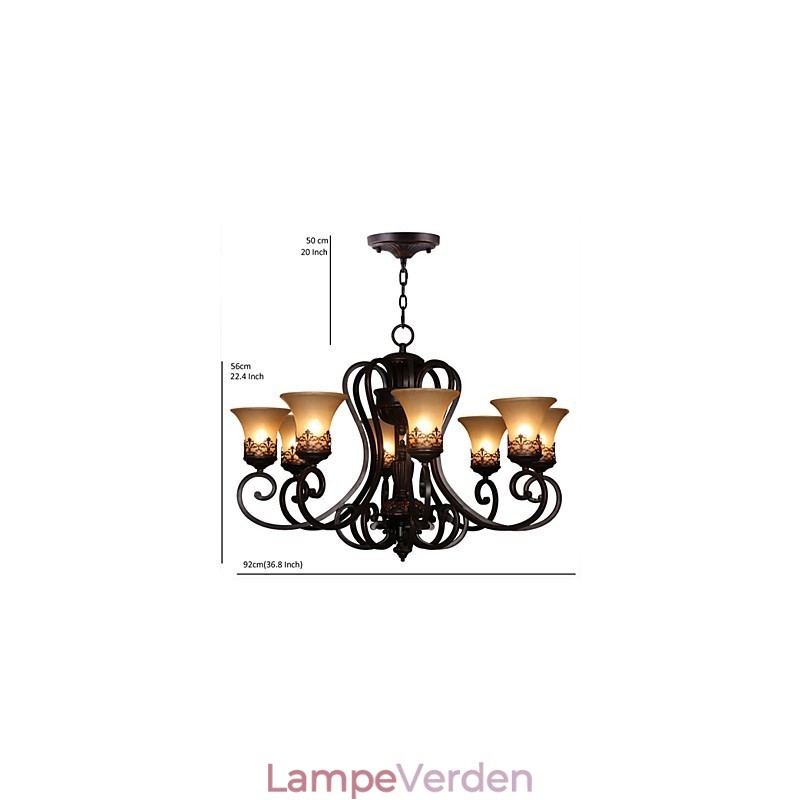 Lysekrone Pendel Light 8 Lights Vintage Country Island Metal+Glas