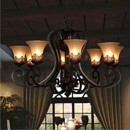 Lysekrone Pendel Light 8 Lights Vintage Country Island Metal+Glas