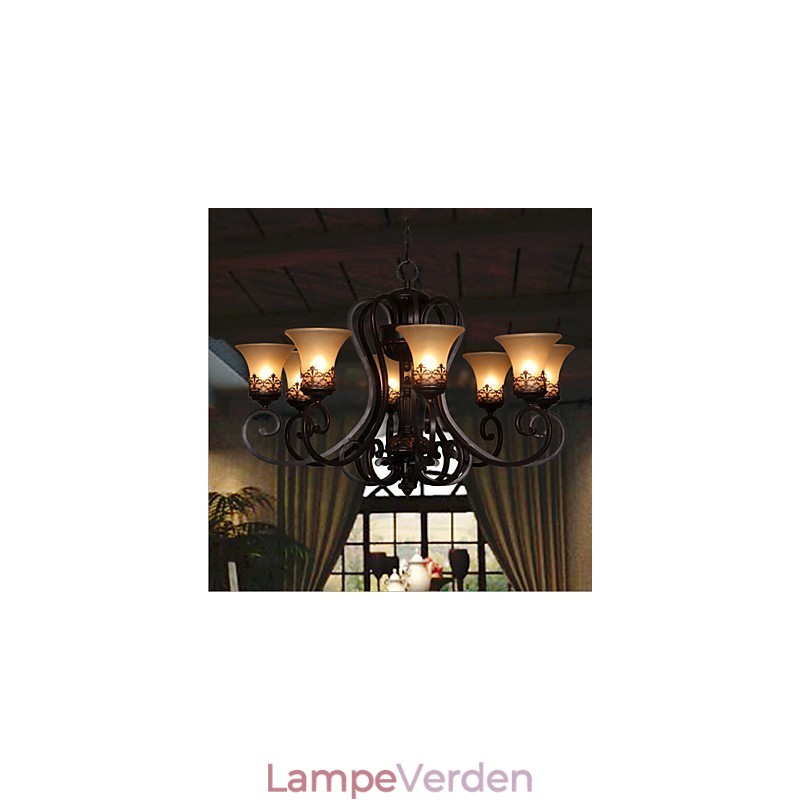 Lysekrone Pendel Light 8 Lights Vintage Country Island Metal+Glas
