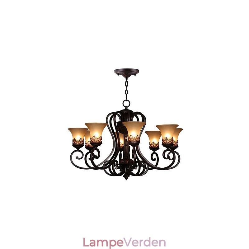 Lysekrone Pendel Light 8 Lights Vintage Country Island Metal+Glas