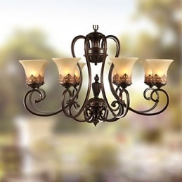 Lysekrone Pendel Light 8 Lights Vintage Country Island Metal+Glas