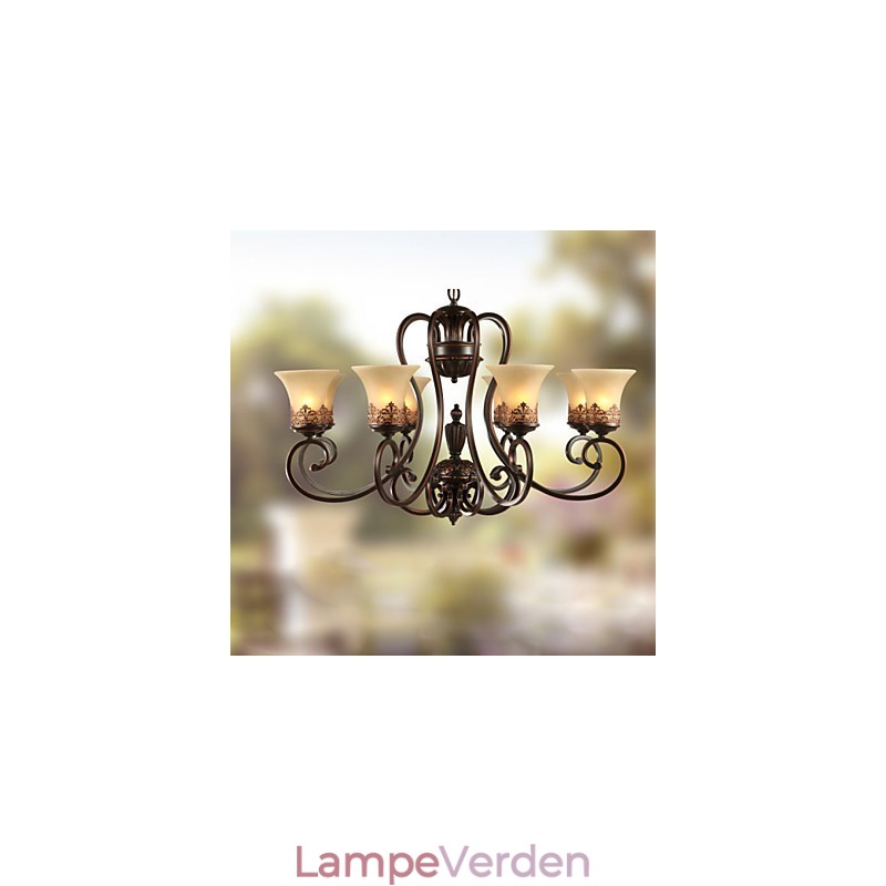 Lysekrone Pendel Light 8 Lights Vintage Country Island Metal+Glas