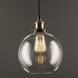 Industriel Factory Pendel Lampe Antik Messing One Light Armatur Glas Shade Cafe Pendel Light