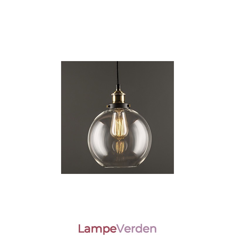 Industriel Factory Pendel Lampe Antik Messing One Light Armatur Glas Shade Cafe Pendel Light