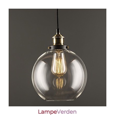Industriel Factory Pendel Lampe Antik Messing One Light Armatur Glas Shade Cafe Pendel Light