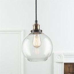 Industriel Factory Pendel Lampe Antik Messing One Light Armatur Glas Shade Cafe Pendel Light