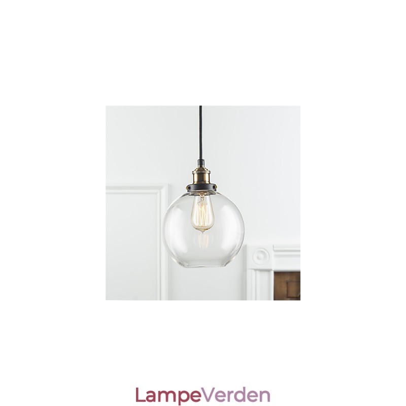 Industriel Factory Pendel Lampe Antik Messing One Light Armatur Glas Shade Cafe Pendel Light
