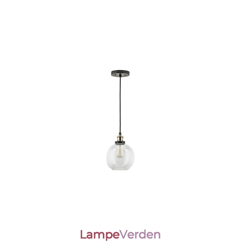 Industriel Factory Pendel Lampe Antik Messing One Light Armatur Glas Shade Cafe Pendel Light