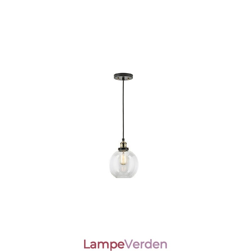 Industriel Factory Pendel Lampe Antik Messing One Light Armatur Glas Shade Cafe Pendel Light