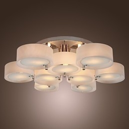 Moderne moderne lysekrone i krommetal, Flush Mount
