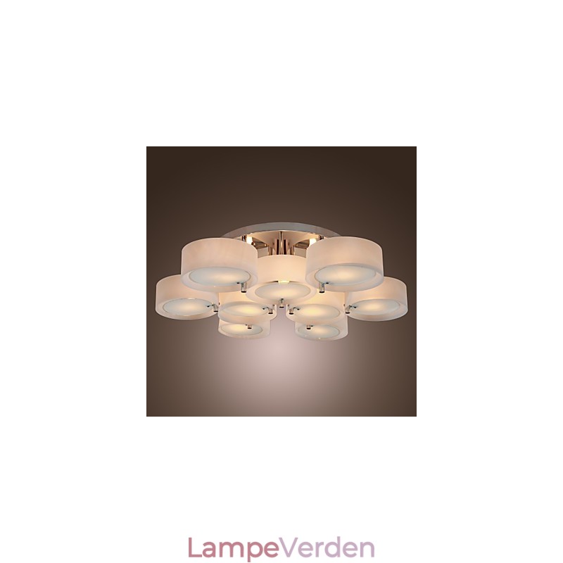 Moderne moderne lysekrone i krommetal, Flush Mount