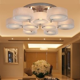 Moderne moderne lysekrone i krommetal, Flush Mount
