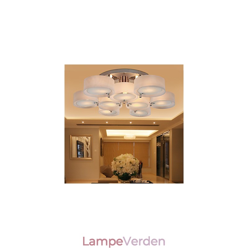 Moderne moderne lysekrone i krommetal, Flush Mount
