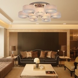Moderne moderne lysekrone i krommetal, Flush Mount