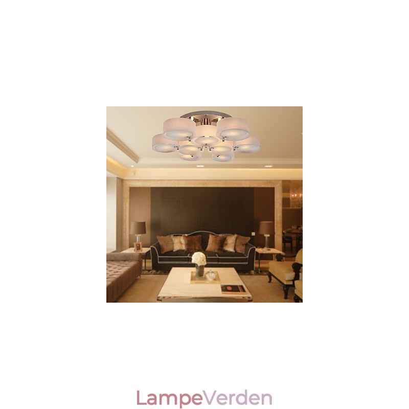 Moderne moderne lysekrone i krommetal, Flush Mount