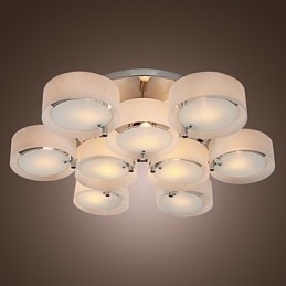 Moderne moderne lysekrone i krommetal, Flush Mount