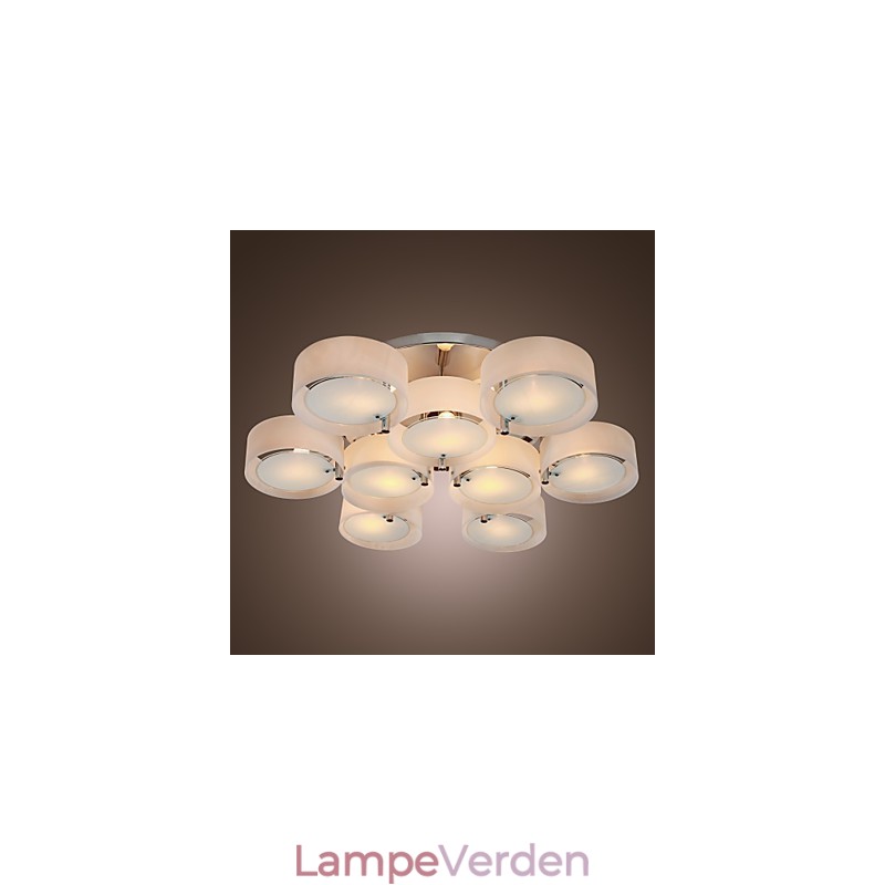 Moderne moderne lysekrone i krommetal, Flush Mount