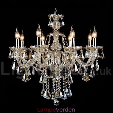 Retro Cognac farve K9 krystal moderne lysekrone med 8 lys Retro Cognac farve K9 krystal moderne lysekrone med 8 lys