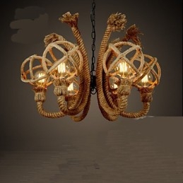 Vintage Iron Art Hamp Rope American Rural Chandelier