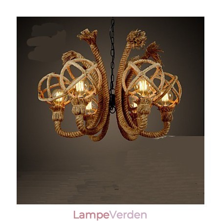 Vintage Iron Art Hamp Rope American Rural Chandelier Vintage Iron Art Hamp Rope American Rural Chandelier
