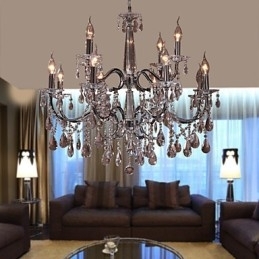 Lysekrone Krystal Moderne 2 Etager Living 12 Lights