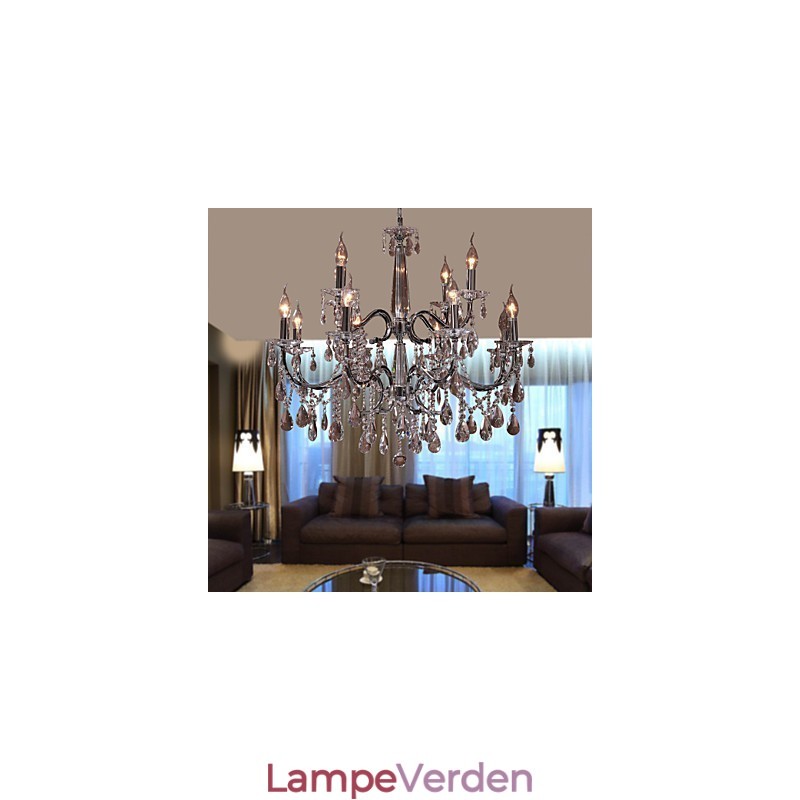 Lysekrone Krystal Moderne 2 Etager Living 12 Lights