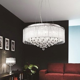 Moderne moderne trommekrystal krom pendellampe