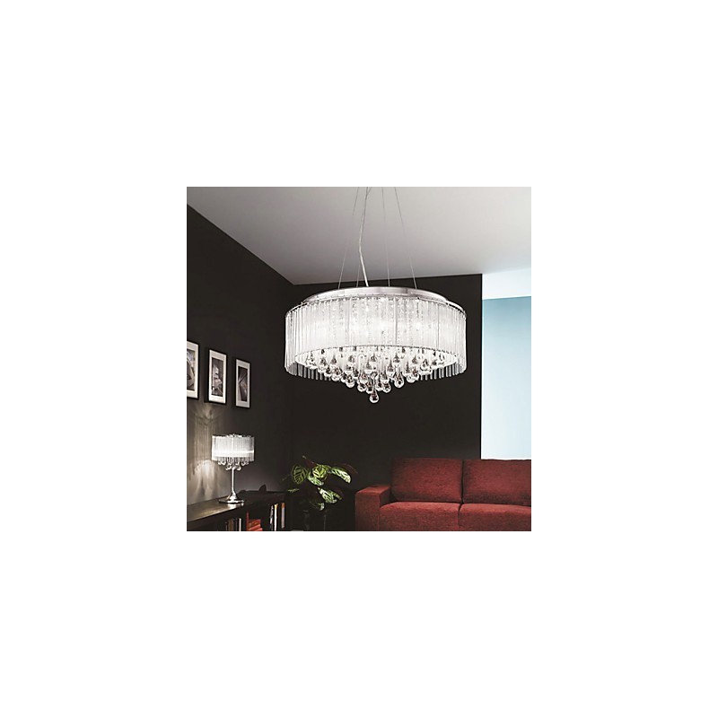 Moderne moderne trommekrystal krom pendellampe