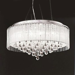 Moderne moderne trommekrystal krom pendellampe