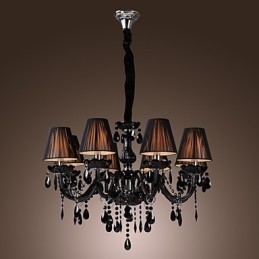 Lysekrone Luxury Modern Black Crystal Living 8 Lights