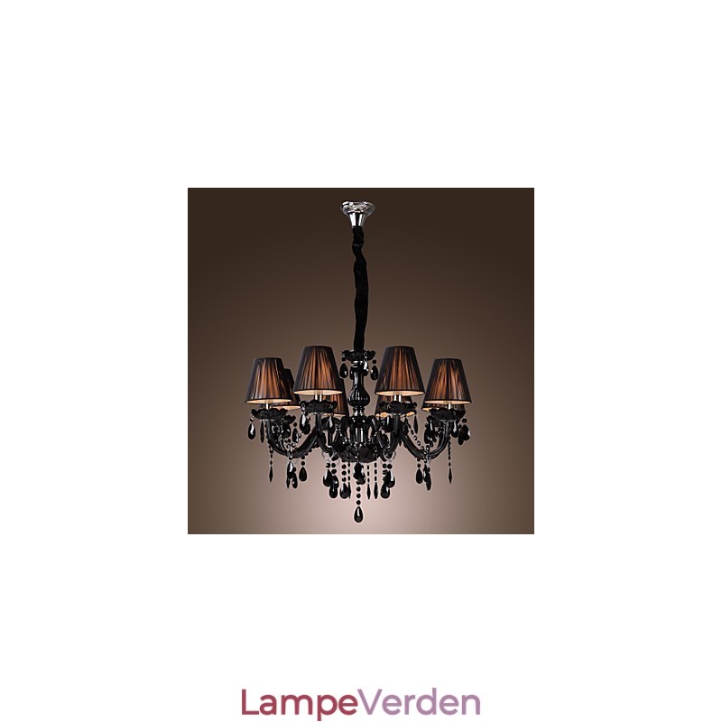 Lysekrone Luxury Modern Black Crystal Living 8 Lights