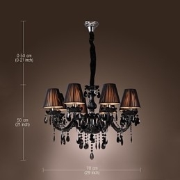 Lysekrone Luxury Modern Black Crystal Living 8 Lights