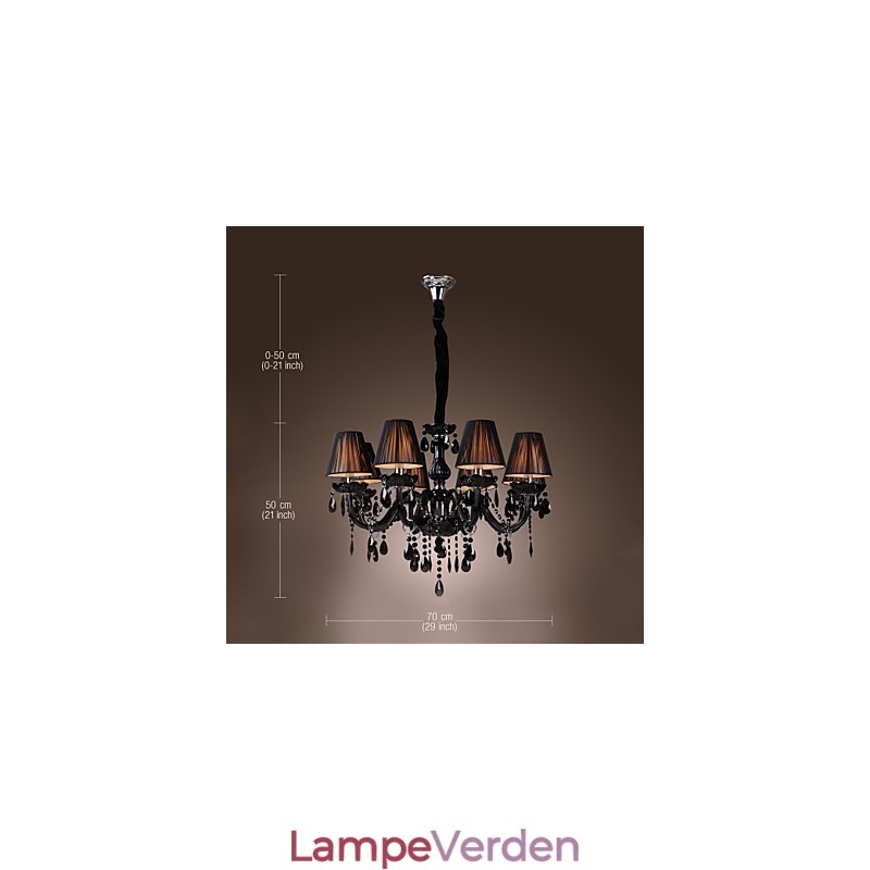 Lysekrone Luxury Modern Black Crystal Living 8 Lights