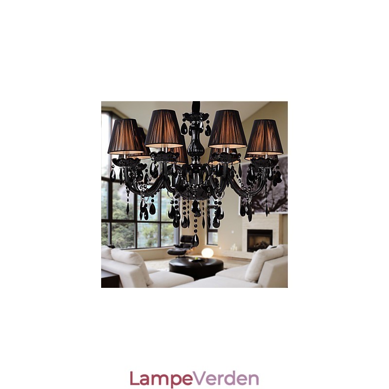 Lysekrone Luxury Modern Black Crystal Living 8 Lights