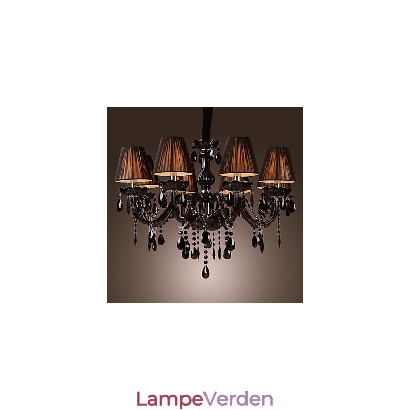 Lysekrone Luxury Modern Black Crystal Living 8 Lights