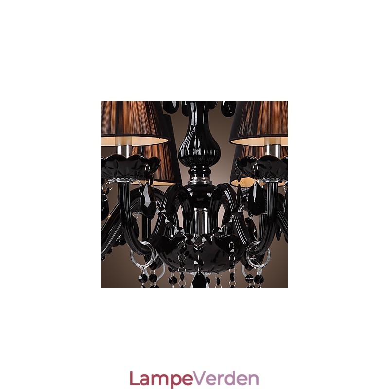 Lysekrone Luxury Modern Black Crystal Living 8 Lights