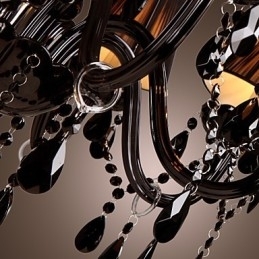 Lysekrone Luxury Modern Black Crystal Living 8 Lights
