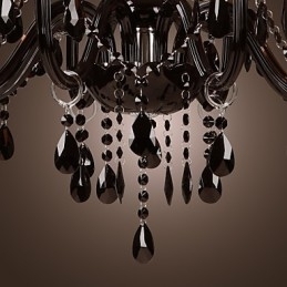 Lysekrone Luxury Modern Black Crystal Living 8 Lights