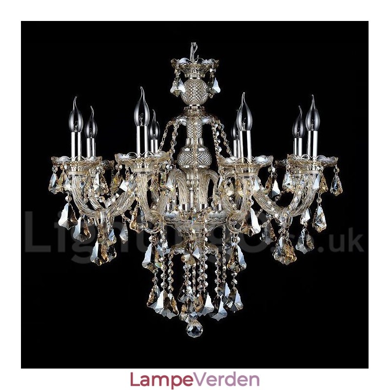 Retro Cognac farve K9 krystal moderne lysekrone med 8 lys