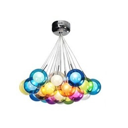 Moderne Bubble Globe farvet glas pendellampe med 19 lys