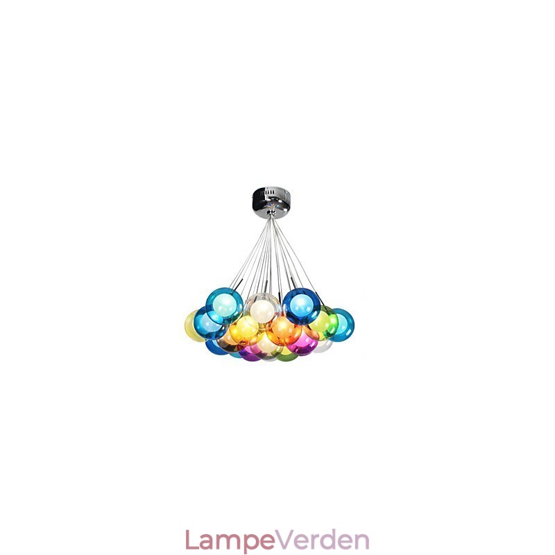 Moderne Bubble Globe farvet glas pendellampe med 19 lys