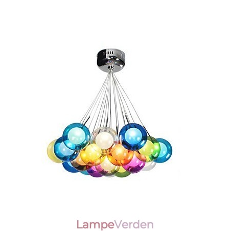 Moderne Bubble Globe farvet glas pendellampe med 19 lys Moderne Bubble Globe farvet glas pendellampe med 19 lys