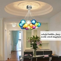 Moderne Bubble Globe farvet glas pendellampe med 19 lys