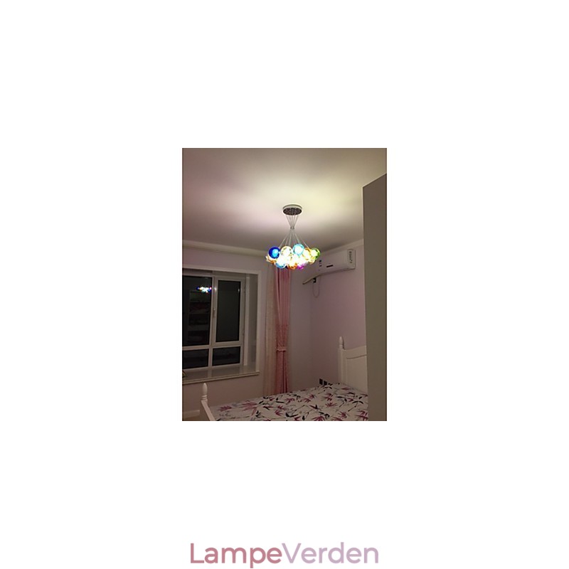 Moderne Bubble Globe farvet glas pendellampe med 19 lys