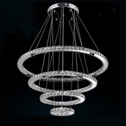 Moderne pendellampe med klar krystal loftslysekrone med D100CM+D80CM+D60CM+D40CM