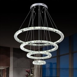 Moderne pendellampe med klar krystal loftslysekrone med D100CM+D80CM+D60CM+D40CM