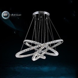 Moderne pendellampe med klar krystal loftslysekrone med D100CM+D80CM+D60CM+D40CM
