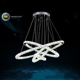 Moderne pendellampe med klar krystal loftslysekrone med D100CM+D80CM+D60CM+D40CM