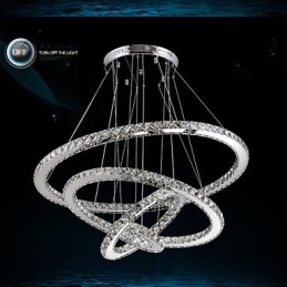 Moderne pendellampe med klar krystal loftslysekrone med D100CM+D80CM+D60CM+D40CM